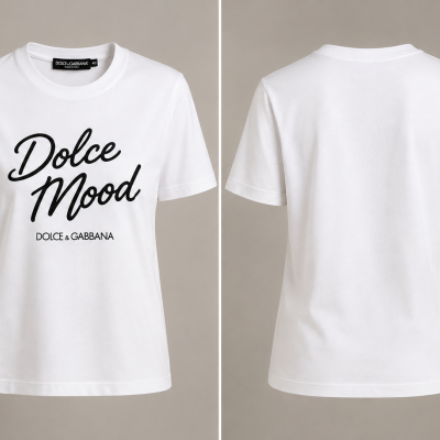 White Dolce & Gabbana T-shirt with Dolce Mood print