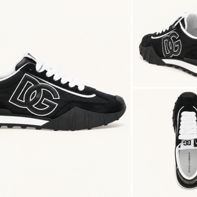Black and white Dolce & Gabbana sneakers with DG logo and white laces