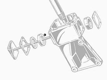 Peças mecânicas de caixa de engrenagens em desenho preto e branco