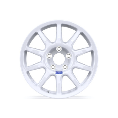 White ten-spoke alloy car wheel rim with BRAID logo