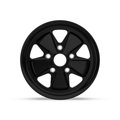 Black car wheel rim on white background