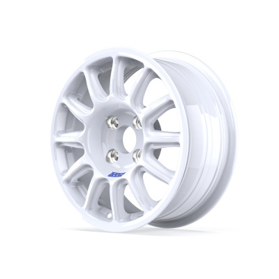 White alloy car wheel rim with multiple spokes and BRABUS text
