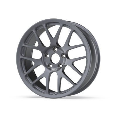 Matte gray multi-spoke alloy wheel rim with BRAID text