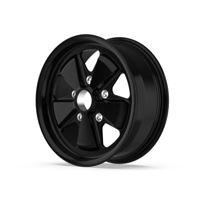 Black metal car wheel rim with five spokes