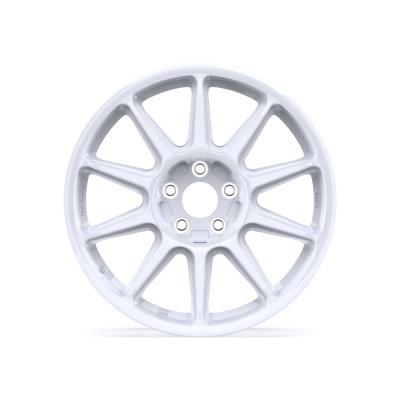 White alloy car wheel rim with multiple thin spokes
