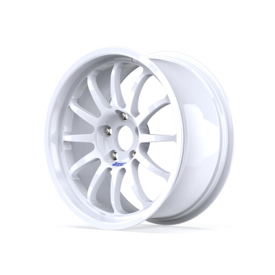 White forged alloy multi-spoke car wheel rim with bolts and BRR text.