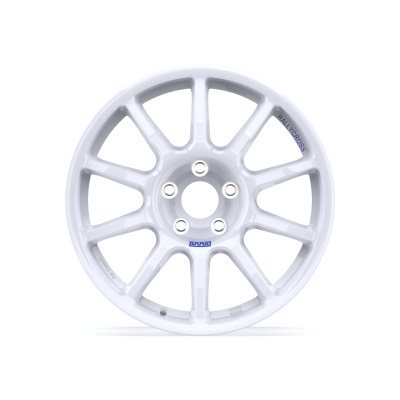 White 10-spoke alloy wheel rim with RALLYCROSS and BRAID text