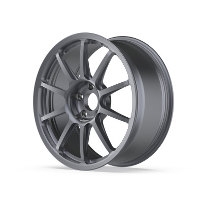 Dark grey ten-spoke alloy car wheel rim