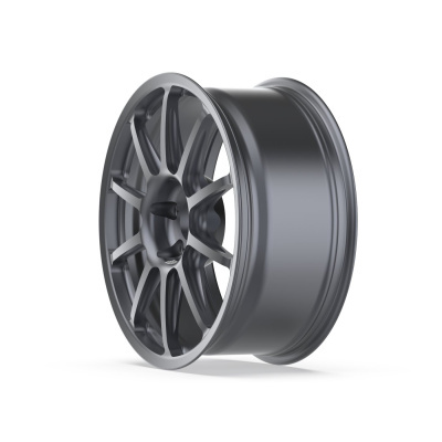 Dark gray metal alloy car wheel rim with 10 spokes