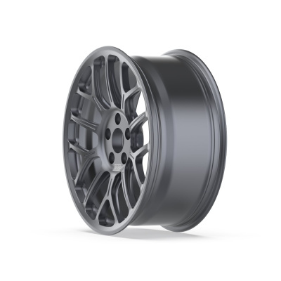 Dark grey alloy car wheel rim with multi-spoke design and BRAID text
