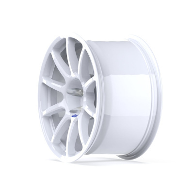 White multi-spoke alloy car wheel rim with glossy finish