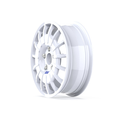 White multi-spoke alloy wheel rim with BRAID sticker