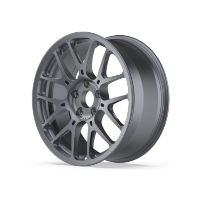 Matte grey multi-spoke alloy car wheel rim with BBS label