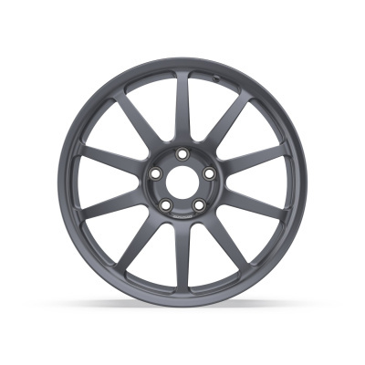 Matte gray 10-spoke alloy car wheel rim with five bolt holes