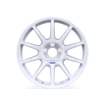 White 10-spoke alloy wheel rim with five bolt holes