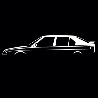 Black and white side profile car illustration