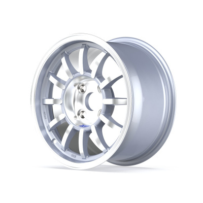 Silver alloy wheel rim with ten spokes and polished lip