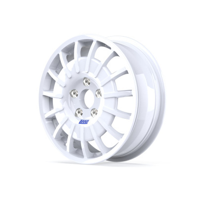 White alloy car wheel rim with BRAID logo