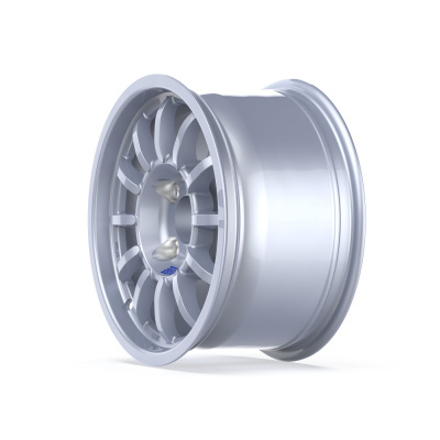 Silver metal car wheel rim with BBS logo