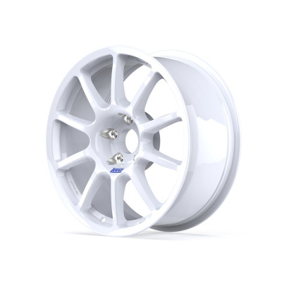 White multi-spoke alloy wheel rim with blue BRAD logo