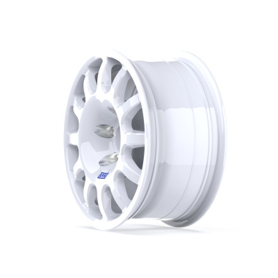 White multi-spoke car wheel rim with Braid text