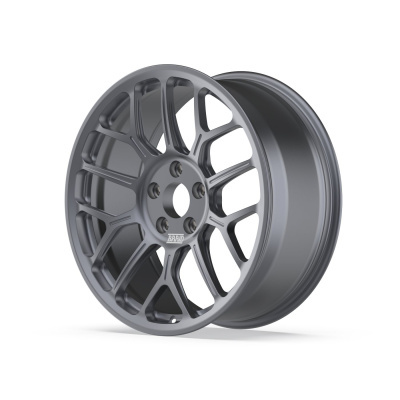 Matte gray alloy car wheel rim with BRAID text on center hub