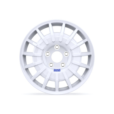 White multi-spoke alloy wheel rim with BRAID logo