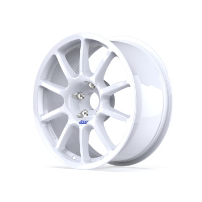 White alloy car wheel rim with multiple spokes and BRAID text