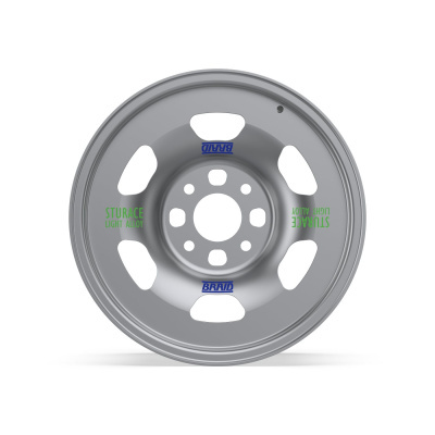 Silver alloy wheel rim with cutouts and BRAID and STURACE LIGHT ALLOY text