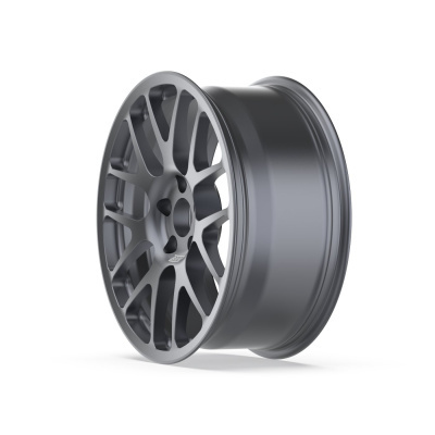 Dark gray multi-spoke alloy wheel rim with matte finish
