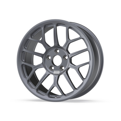Grey alloy car wheel rim with BRAID text on white background