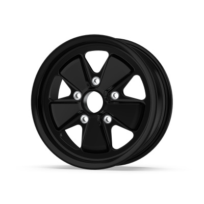 Black metal car wheel rim with five spokes