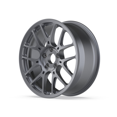 Matte grey alloy car wheel rim with multi-spoke design