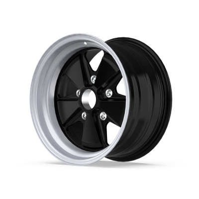 Black and silver five-spoke car wheel rim