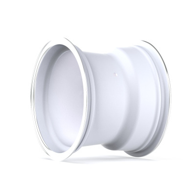 White metal wheel rim with smooth surface and rounded lips