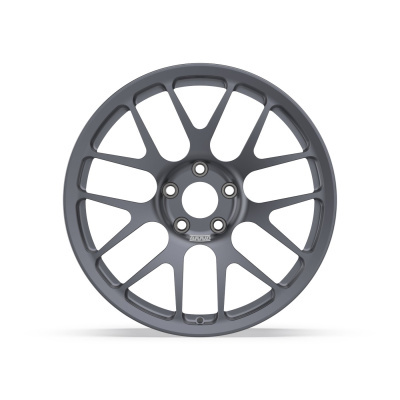 Dark grey car alloy wheel rim with multi-spoke design and BRAID branding