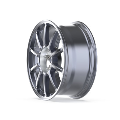 Silver alloy car wheel rim with multi-spoke design