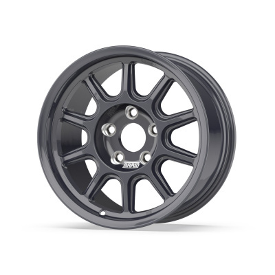 Black metal car wheel rim with ten spokes and BRAID text