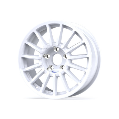 White alloy car wheel rim with multiple spokes and BBS logo