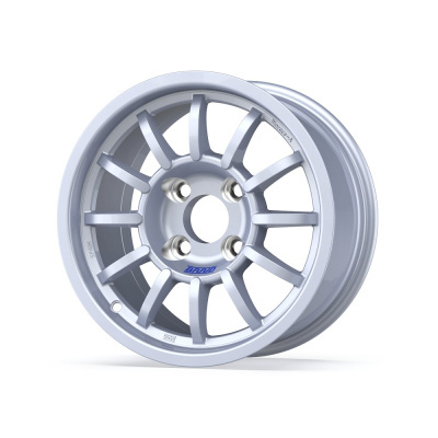 Silver alloy car wheel rim with BRAID text on white background