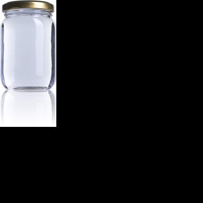 Frasco de vidro transparente com tampa dourada