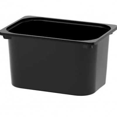 Recipiente preto retangular de plástico para armazenamento