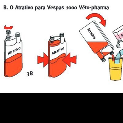 Passos para preparar atrativo para vespas com frasco, açúcar e água