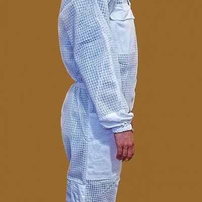 Macacão branco de apicultura com véu preto