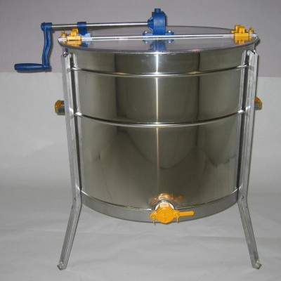 Extrator de mel metálico com alavanca azul e válvula amarela