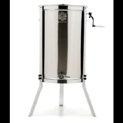 Centrífuga de mel em aço inoxidável com três pés e manivela lateral branca