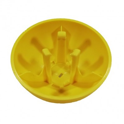Base redonda amarela de plástico com apoios verticais interiores