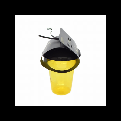 Garrafão plástico amarelo com tampa preta e proteção cinzenta com alça