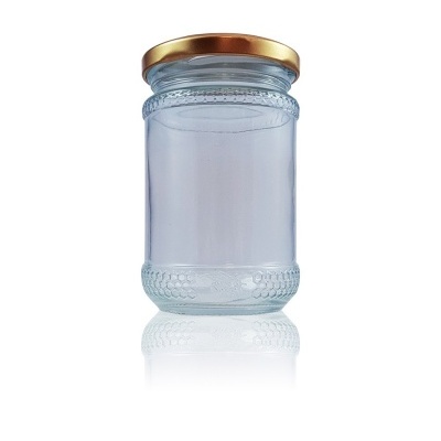 frasco de vidro vazio com tampa dourada