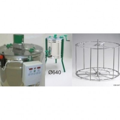 Equipamentos industriais em aço inoxidável com componentes verdes e painel digital